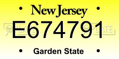 E674791 New Jersey License Plate
