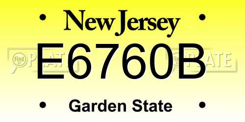 E6760B New Jersey License Plate
