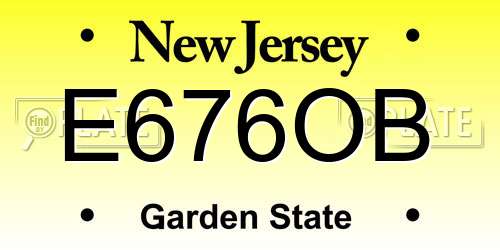 E676OB New Jersey License Plate