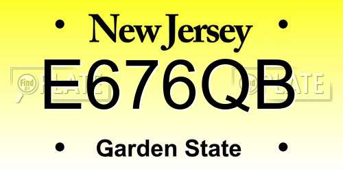 E676QB New Jersey License Plate