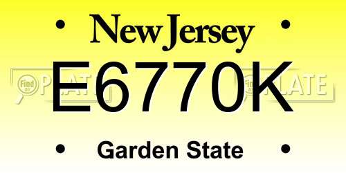 E6770K New Jersey License Plate