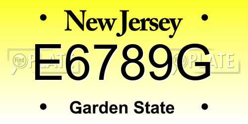 E6789G New Jersey License Plate