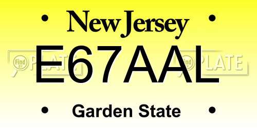 E67AAL New Jersey License Plate