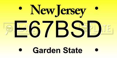 E67BSD New Jersey License Plate