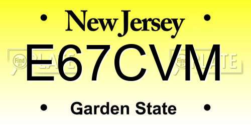 E67CVM New Jersey License Plate
