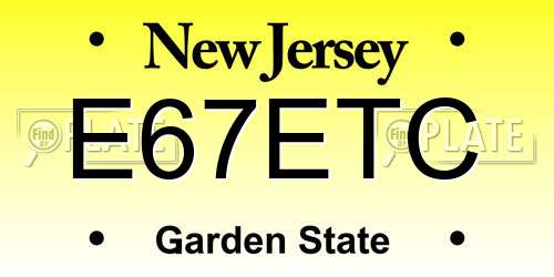E67ETC New Jersey License Plate