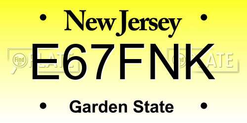 E67FNK New Jersey License Plate