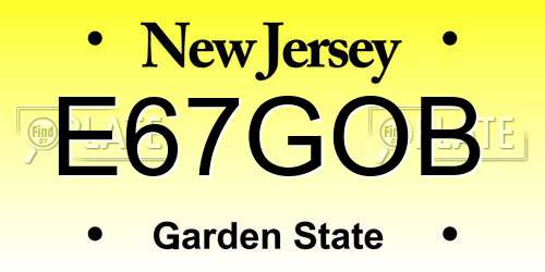 E67GOB New Jersey License Plate