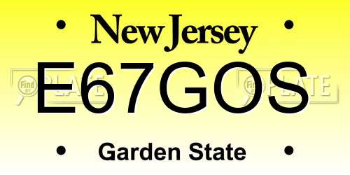 E67GOS New Jersey License Plate
