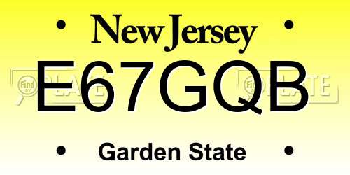 E67GQB New Jersey License Plate