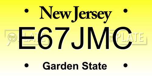 E67JMC New Jersey License Plate