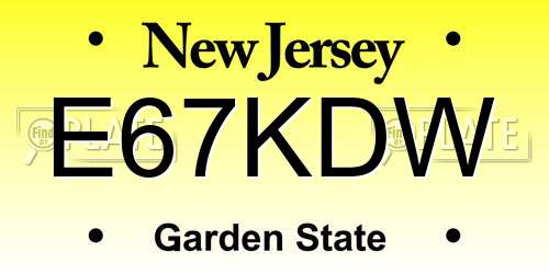 E67KDW New Jersey License Plate