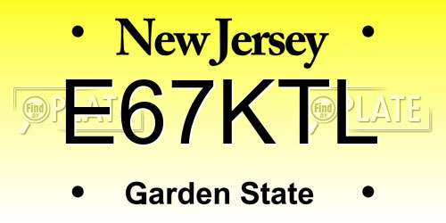 E67KTL New Jersey License Plate