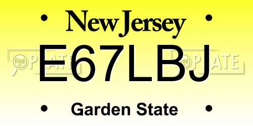 E67LBJ New Jersey License Plate