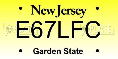 E67LFC New Jersey License Plate