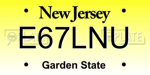 E67LNU New Jersey License Plate