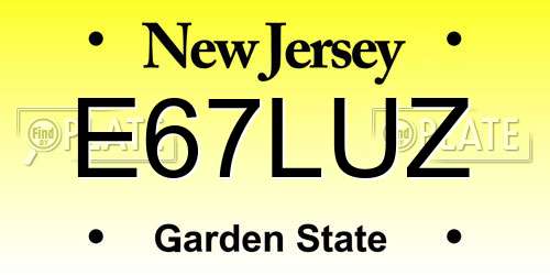 E67LUZ New Jersey License Plate