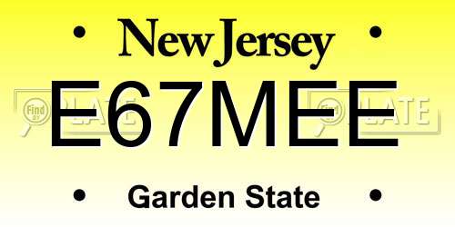 E67MEE New Jersey License Plate