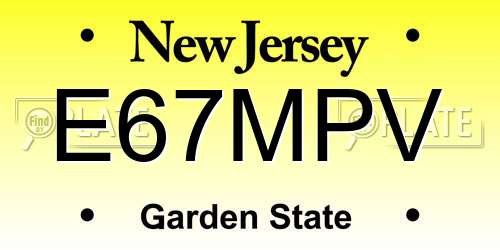 E67MPV New Jersey License Plate