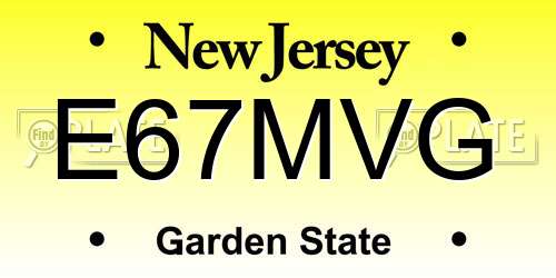 E67MVG New Jersey License Plate