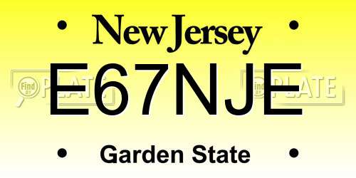 E67NJE New Jersey License Plate