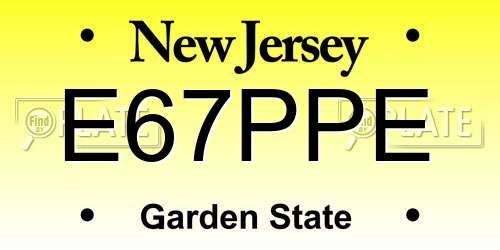 E67PPE New Jersey License Plate