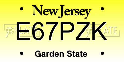 E67PZK New Jersey License Plate