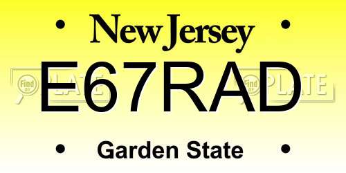 E67RAD New Jersey License Plate