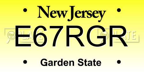 E67RGR New Jersey License Plate