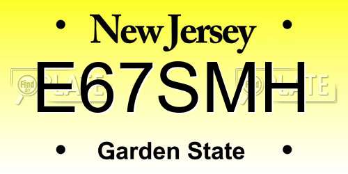 E67SMH New Jersey License Plate