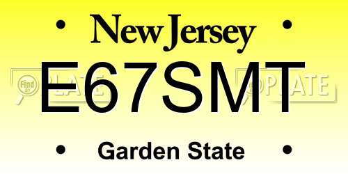 E67SMT New Jersey License Plate