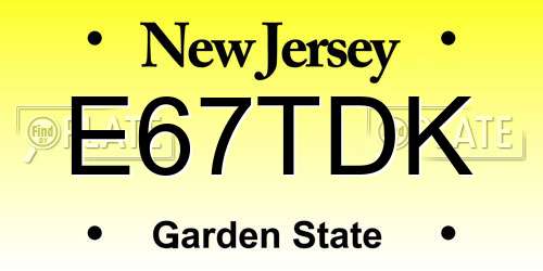 E67TDK New Jersey License Plate