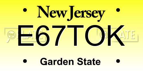 E67TOK New Jersey License Plate