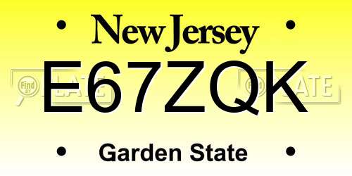 E67ZQK New Jersey License Plate