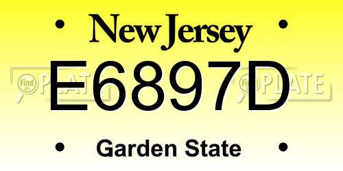 E6897D New Jersey License Plate