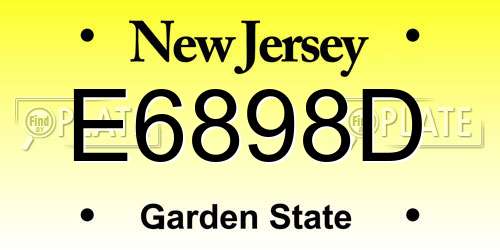 E6898D New Jersey License Plate