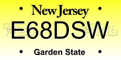 E68DSW New Jersey License Plate