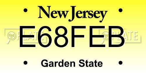E68FEB New Jersey License Plate