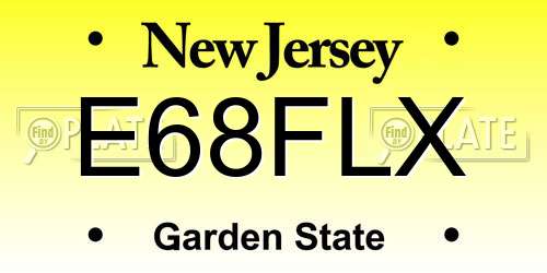 E68FLX New Jersey License Plate