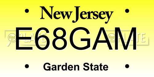 E68GAM New Jersey License Plate