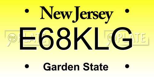 E68KLG New Jersey License Plate