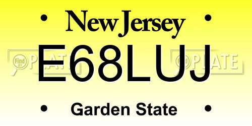 E68LUJ New Jersey License Plate