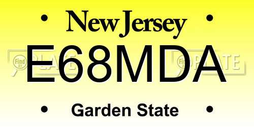 E68MDA New Jersey License Plate