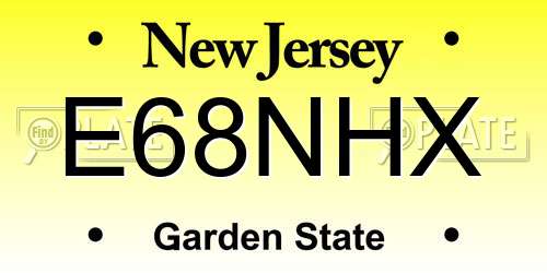 E68NHX New Jersey License Plate