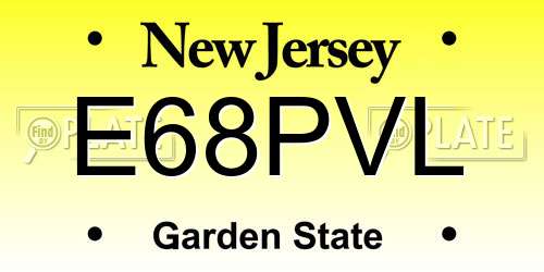 E68PVL New Jersey License Plate