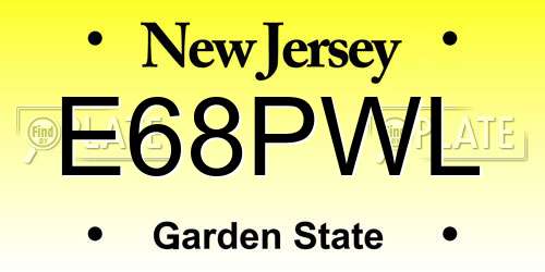 E68PWL New Jersey License Plate