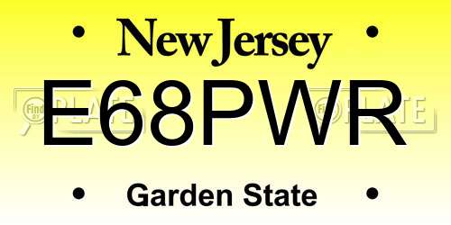 E68PWR New Jersey License Plate