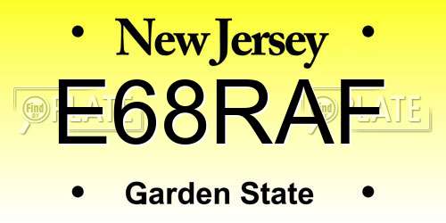 E68RAF New Jersey License Plate