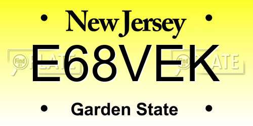 E68VEK New Jersey License Plate