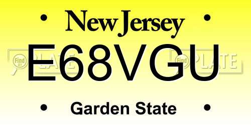 E68VGU New Jersey License Plate